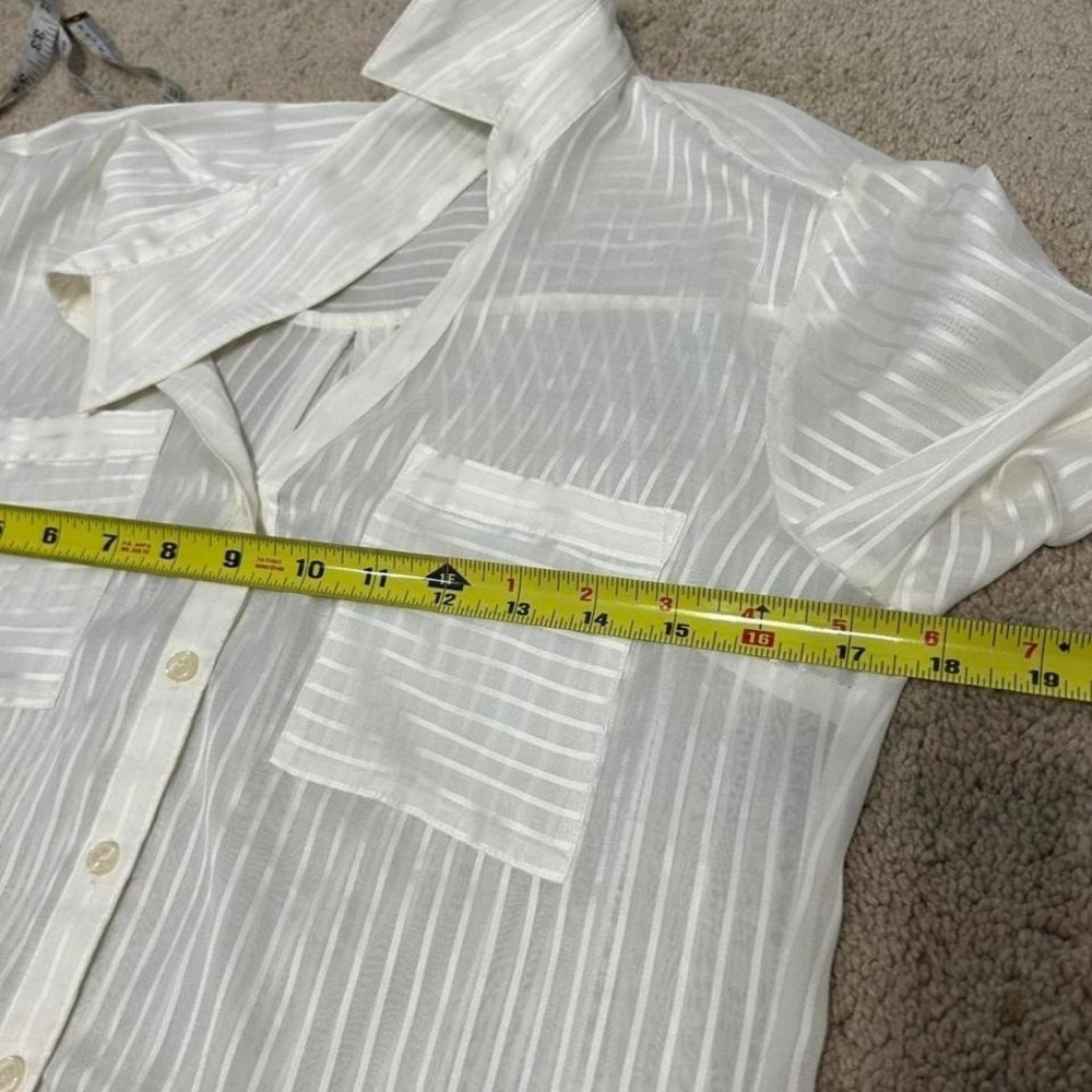 Express Portifino Shirt Roll Tab Button Up Sheer Striped Womens S Minimalist - Picture 3 of 8